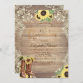 Rustic Lights,Lace,Boots Sunflowers Quinceañera Einladung (Vorne/Hinten)