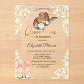 Rustic Lights Lace Cowboy Hat Boots Quinceañera Acryleinladungen (Vorderseite)