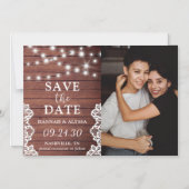 Rustic Lights LGBTQ Photo Save the Date Card Magneteinladung (Vorderseite)