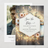 Rustic Lights Mason Jar Wedding Save The Date (Vorne/Hinten)
