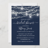 Rustic Lights Navy Bridal Dusche Einladung (Vorderseite)