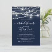 Rustic Lights Navy Bridal Dusche Einladung (Stehend Vorderseite)