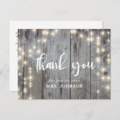 Rustic Lights Wood Danke Brautparty Postkarte (Vorne/Hinten)
