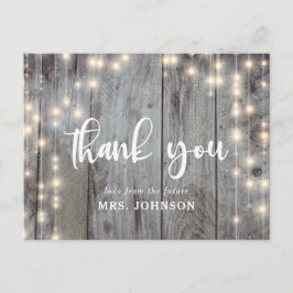 Rustic Lights Wood Danke Brautparty Postkarte