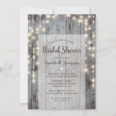 Rustic Lights Wood Foto Brautparty Einladung (Vorderseite)