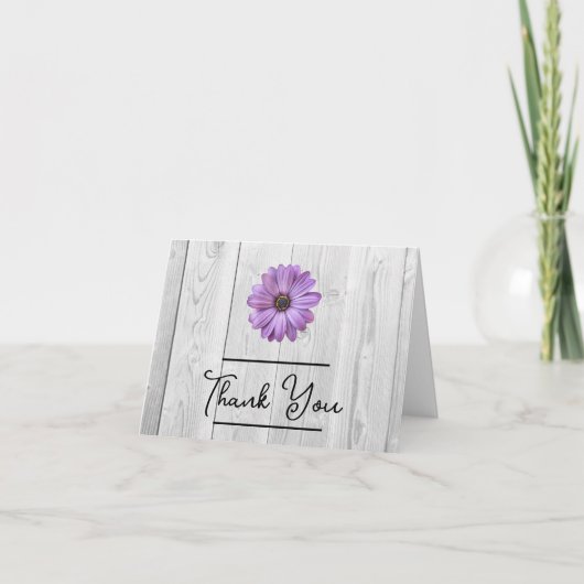 Rustic Lila Daisy Danke-Card Karte (Vorderseite)