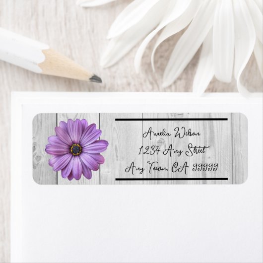 Rustic Lila Daisy Return Address Label (Insitu)