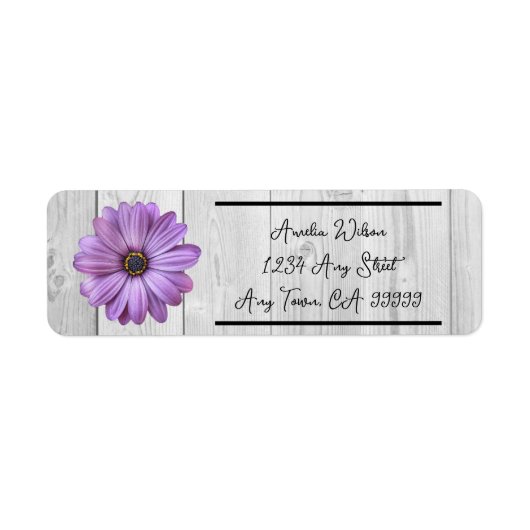 Rustic Lila Daisy Return Address Label (Vorne)