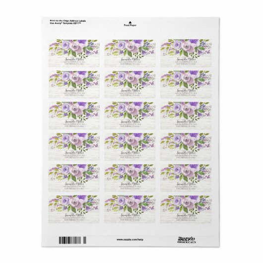 Rustic Lila Lavendel Rücksendeadresse Adressaufkleber (Vorne)