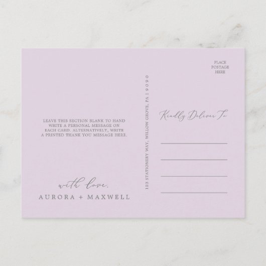 Rustic Lilac Dank Postcard Postkarte (Rückseite)