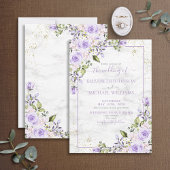 Rustic Lilac Lavender Gold Marble Floral Wedding Einladung