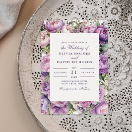 Rustic Lilac Lavender und Peony Weditation Einladung