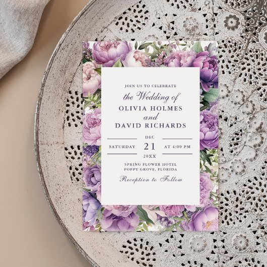 Rustic Lilac Lavender und Peony Weditation Einladung