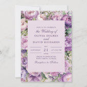 Rustic Lilac Lavender und Peony Weditation Einladung (Vorderseite)
