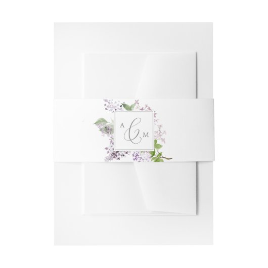 Rustic Lilac Monogram Wedding Einladungsbanderole (Vorderseite Beispiel)