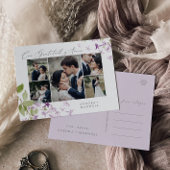 Rustic Lilac Multi Foto Wedding Gratitud y Amor Postkarte