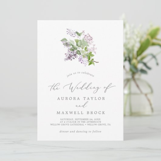 Rustic Lilac Simple Wedding Einladung (Stehend Vorderseite)