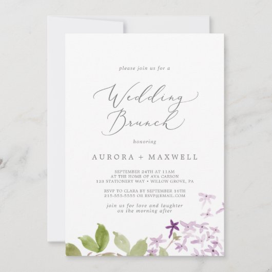 Rustic Lilac Wedding Brunch Einladung (Vorderseite)