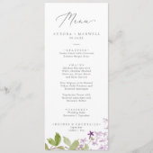 Rustic Lilac Wedding Dinner Menu Menükarte (Vorderseite)