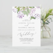 Rustic Lilac Wedding Einladung (Stehend Vorderseite)