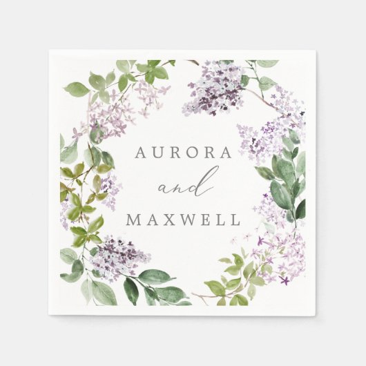 Rustic Lilac Wedding Serviette (Vorderseite)