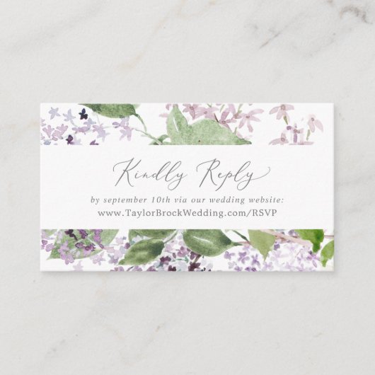 Rustic Lilac Wedding Website UAWG Begleitkarte (Vorderseite)