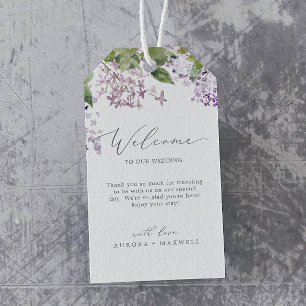 Rustic Lilac Wedding Welcome Geschenkanhänger