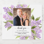 Rustic Lilacs Lavender Wedding Vielen Dank Foto Schaumweinetikett (Einzelnes Label)