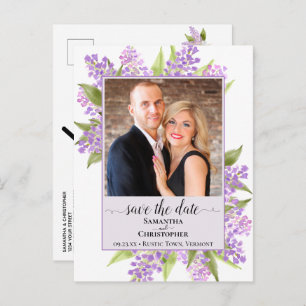 Rustic Lilacs Wedding Save the Date Foto Lavender Ankündigungspostkarte