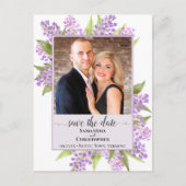 Rustic Lilacs Wedding Save the Date Foto Lavender Ankündigungspostkarte (Vorderseite)