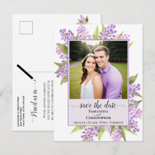 Rustic Lilacs Wedding Save the Date Foto Lavender Ankündigungspostkarte