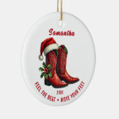 Rustic Line Dance Cowboy Boots Keramik Ornament (Rechts)