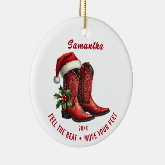Rustic Line Dance Cowboy Boots Keramik Ornament (Rechts)