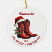 Rustic Line Dance Cowboy Boots Keramik Ornament (Vorne)