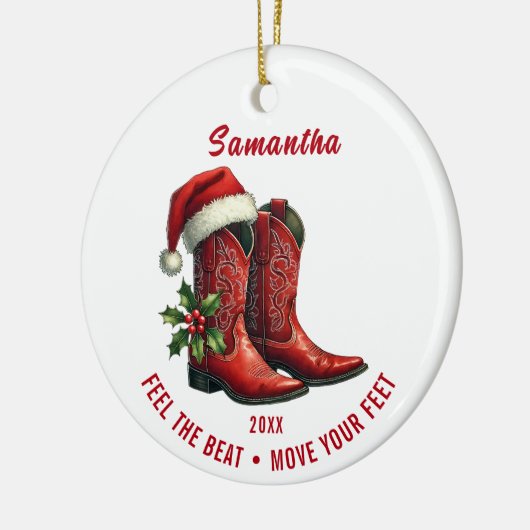 Rustic Line Dance Cowboy Boots Keramik Ornament (Links)