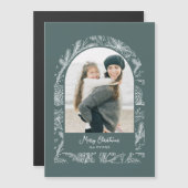Rustic Line Drawn Christmas Botanical Arch 1-Photo Magnetkarte (Vorne/Hinten)