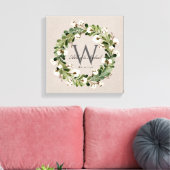 Rustic Linen Wreath Monogram Wedding Keepske Leinwanddruck (Insitu (Wohnzimmer))