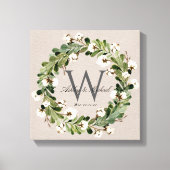 Rustic Linen Wreath Monogram Wedding Keepske Leinwanddruck (Vorderseite)