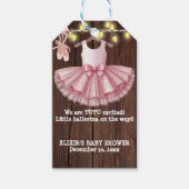 Rustic Little Ballerina Tutu Glitzer Babydusche Geschenkanhänger (Vorderseite)