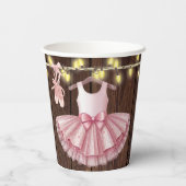 Rustic Little Ballerina Tutu Glitzer Babydusche Pappbecher (Rückseite)