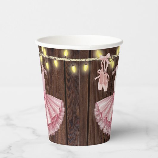 Rustic Little Ballerina Tutu Glitzer Babydusche Pappbecher (Rechts)