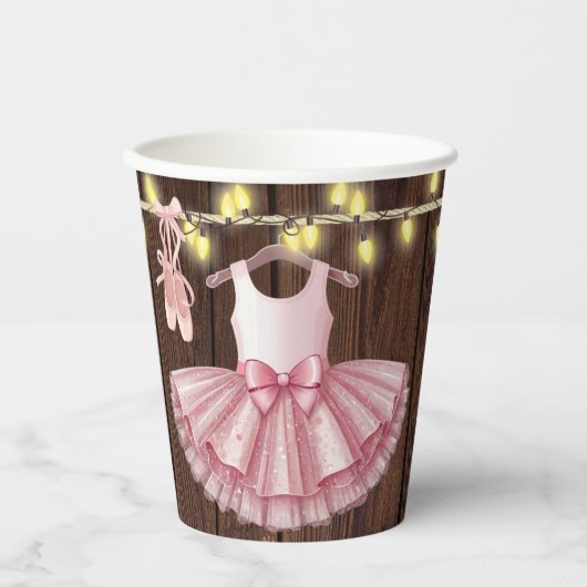 Rustic Little Ballerina Tutu Glitzer Babydusche Pappbecher (Vorderseite)