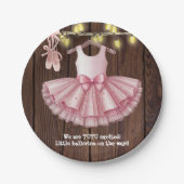 Rustic Little Ballerina Tutu Glitzer Babydusche Pappteller (Vorderseite)