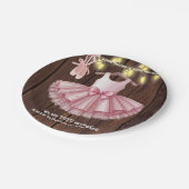 Rustic Little Ballerina Tutu Glitzer Babydusche Pappteller (Schrägansicht)