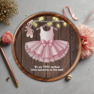 Rustic Little Ballerina Tutu Glitzer Babydusche Pappteller
