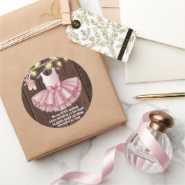 Rustic Little Ballerina Tutu Glitzer Babydusche Runder Aufkleber