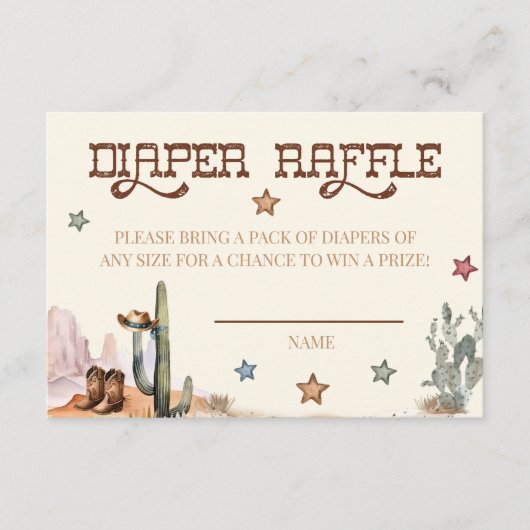 Rustic Little Cowboy Western Diaper Raffle Card Begleitkarte (Vorderseite)