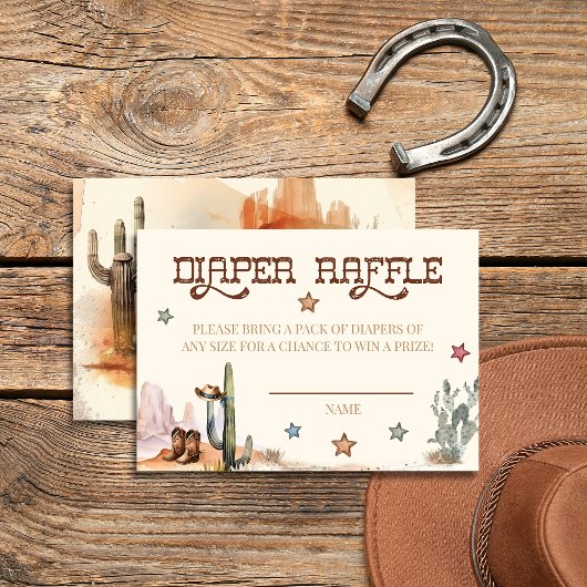 Rustic Little Cowboy Western Diaper Raffle Card Begleitkarte
