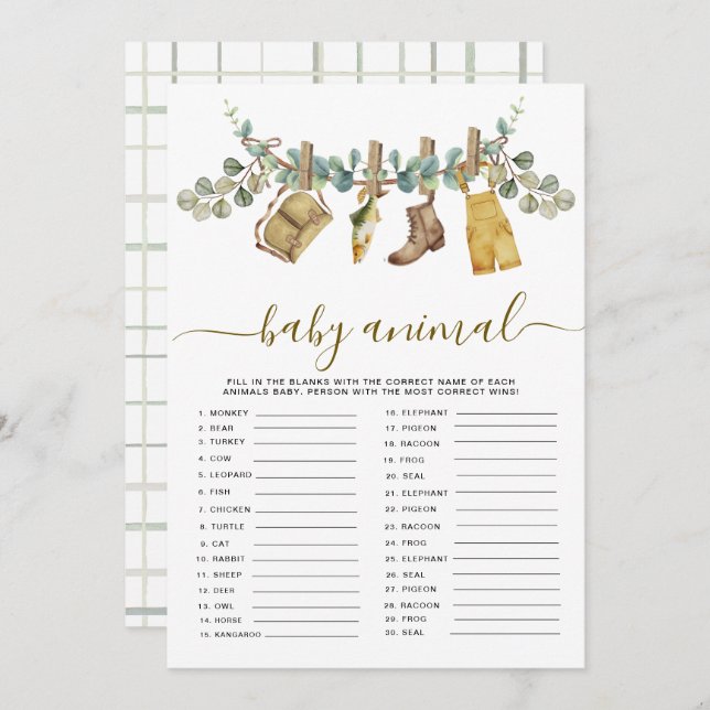 Rustic Little Fisherman Baby Animal Showcard (Vorne/Hinten)