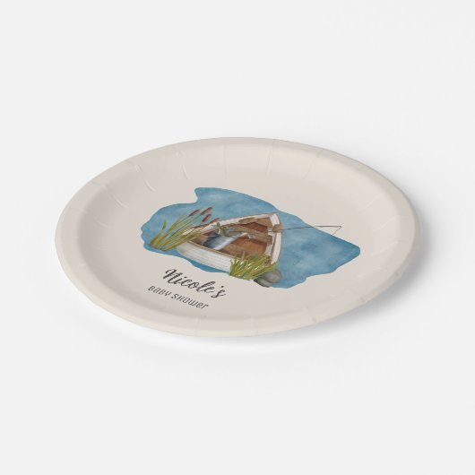 Rustic Little Fisherman Baby Showpaper Teller (Schrägansicht)